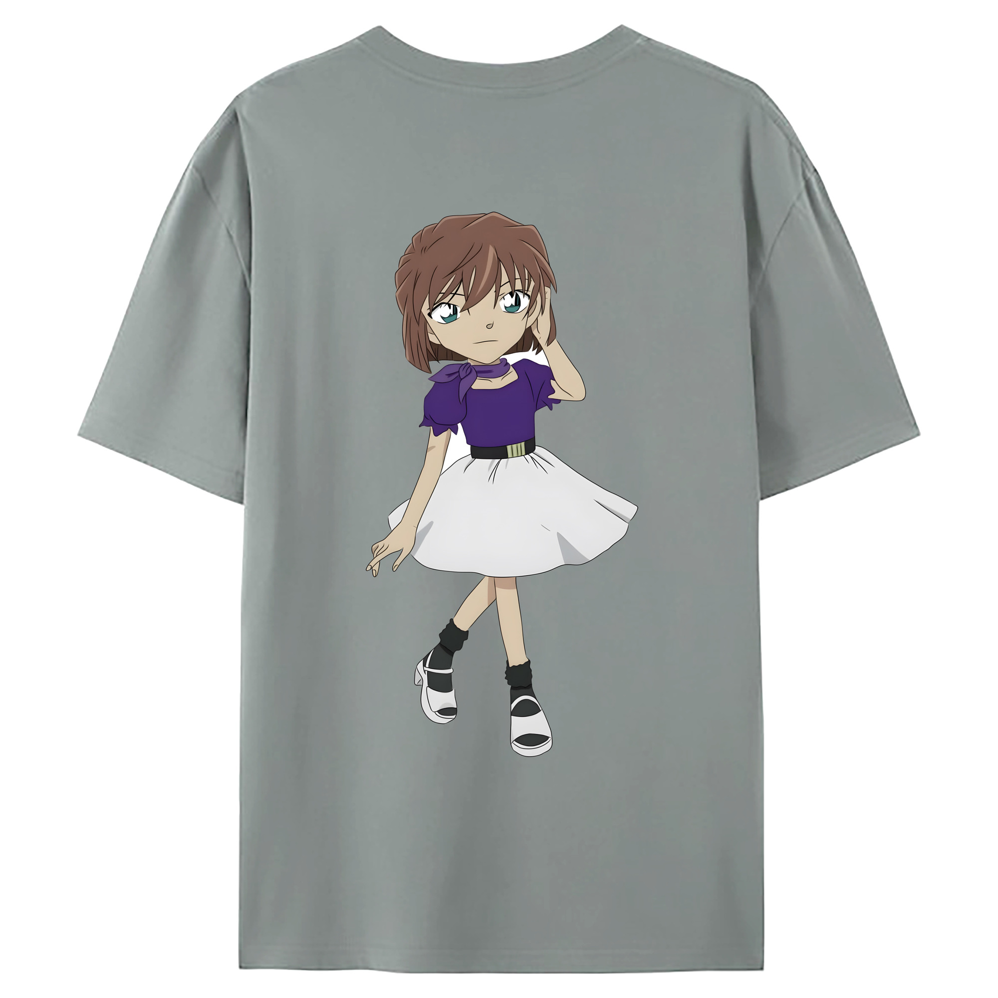 （画像用） 名探偵コナン 灰原 哀 はいばら あい Detective Conan Anita Hailey、Vi Graythorn Haibara Ai 綿100％ メンズ半袖Tシャツ（バックプリント） 通気性